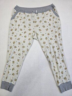 Toad & Co Floral Waffle Knit Thermal Jogger Pants XL Drawstring Waist Pockets